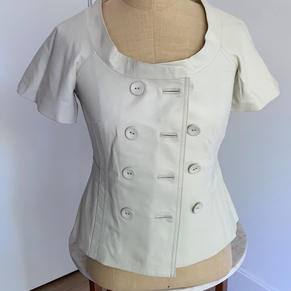 Vintage ADAM By Adam Lippes Leather Peplum Jacket - Picture 2 of 5